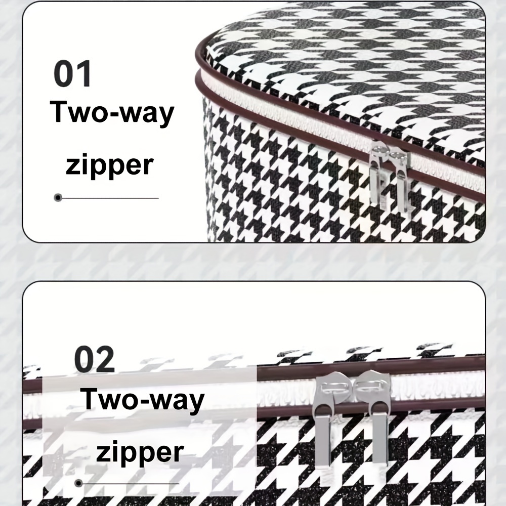 Houndstooth Blanket Storage Bags With Zipper Foldable - Temu