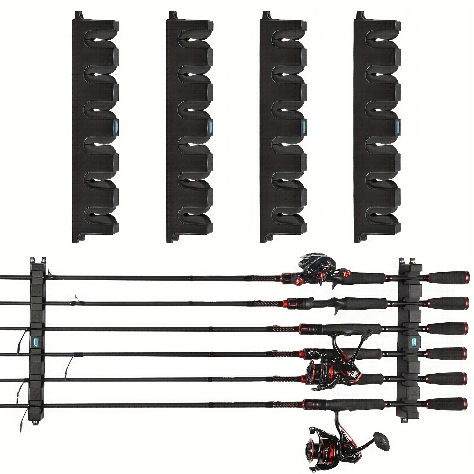 * Vertical Fishing Rod Holder Wall-Mounted Fishing Rod Rack For Hotel,  Stores 6 Rods Or Fishing Rod Combos In 13.6 Inches, Great Fishing Pole Holde