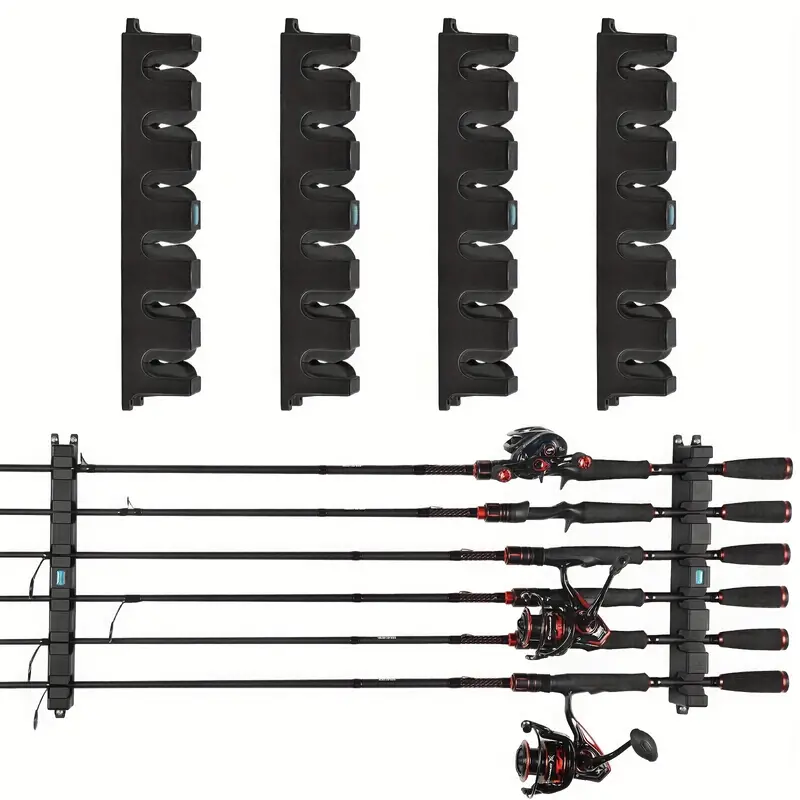 * Vertical Fishing Rod Holder Wall-Mounted Fishing Rod Rack For Hotel,  Stores 6 Rods Or Fishing Rod Combos In 34.54 Cm, Great Fishing Pole Holder  For