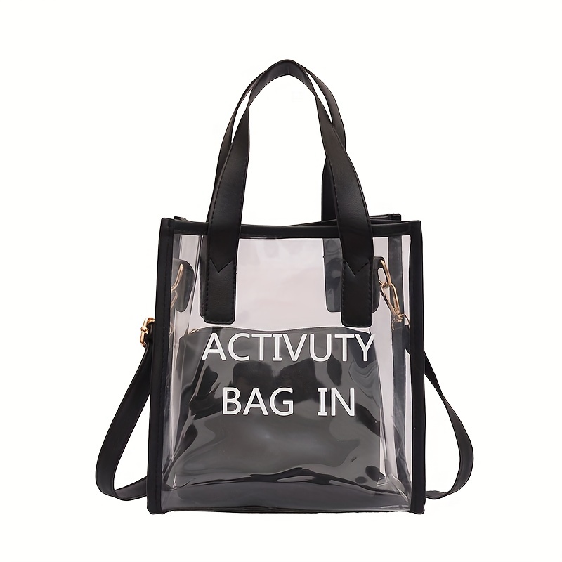 Women's Transparent Small Tote Handbag - Black