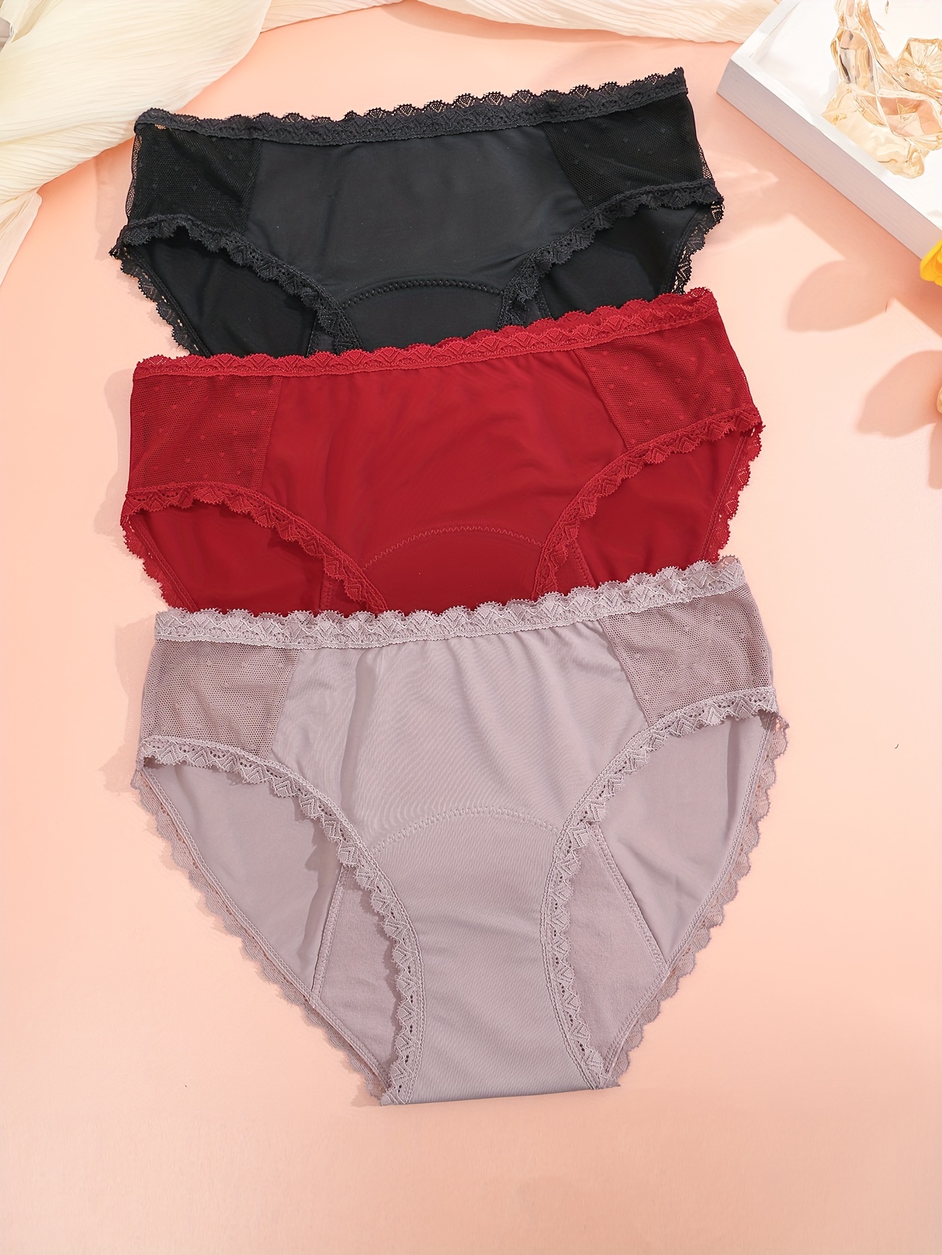 B.Peachy Hi-Waist Brief Period Underwear, Women's absorbent leak-proof period  panties