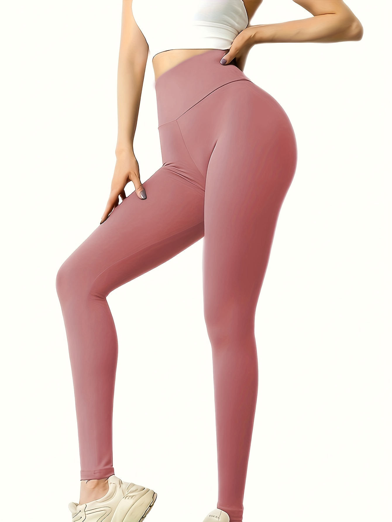 Solid Color High Waist Seamless Sports Leggings Butt Lifting