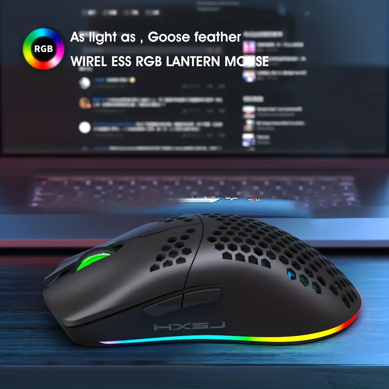  RGB Wireless Gaming Mouse,Ultra-Lightweight Honeycomb