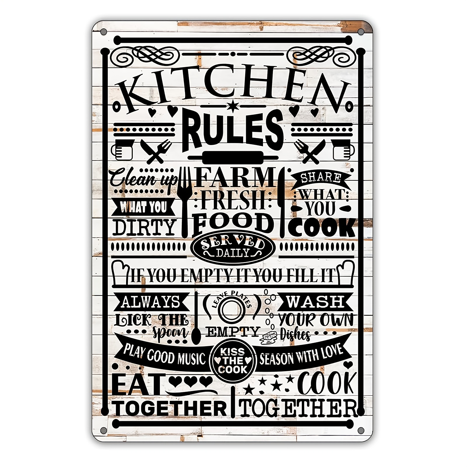 Funny Kitchen Quote Metal Tin Sign Wall Decor, Rustic Wickedly