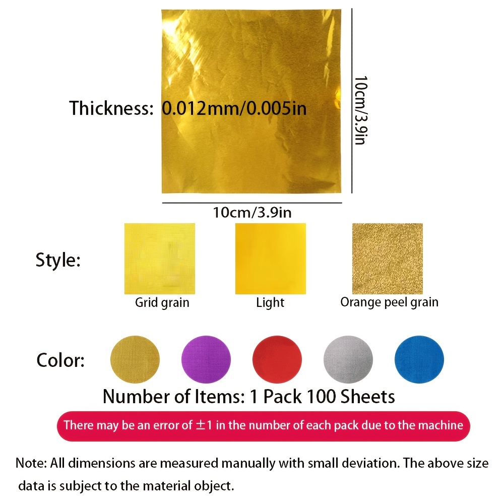 4- 100x Paquete de dulces Papel Aluminio Envoltorios de hojalata Dorado 8 x  8cm Sunnimix Envoltorios cuadrados de aluminio