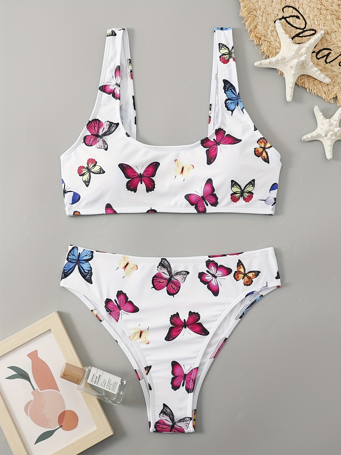 Plus Size Sexy Bikini Set Women's Plus Butterfly Print - Temu