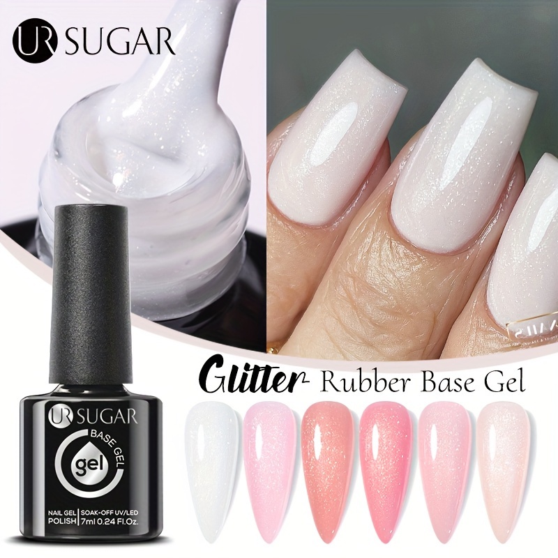 Ur Glitter Gel Nail Polish White Pinkish Rubber Base Gel - Temu