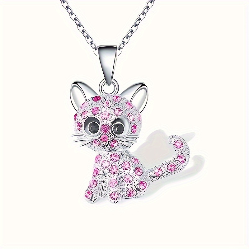 trendy creative cute cartoon cat pendant necklace decorative accessories holiday party gift for boys and girls pink 5