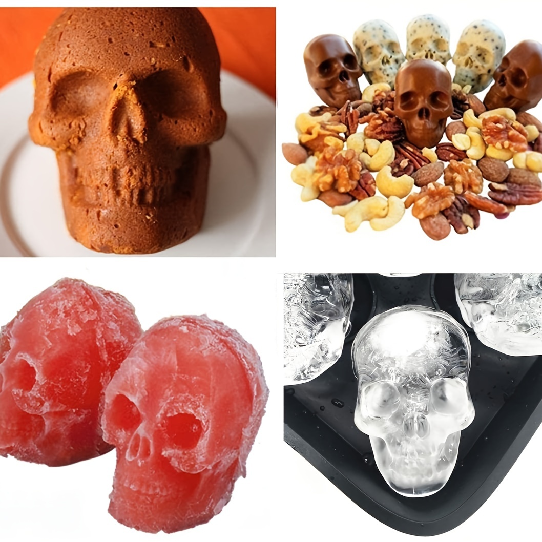 Ice Cube Tray 4 Skull Heads Shaped Ice Ball Maker Silicone - Temu