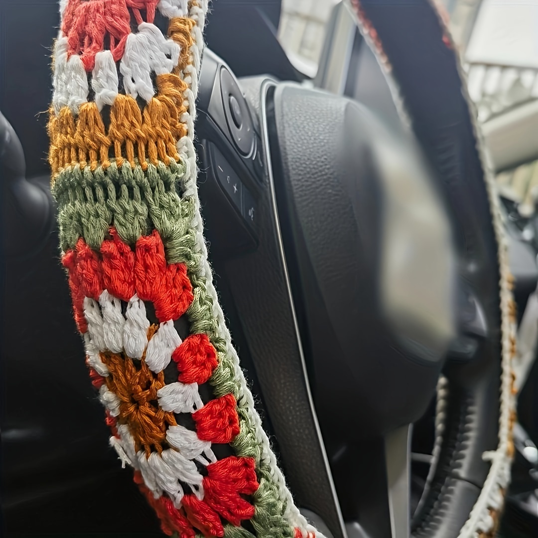 Cute Crochet Steering Wheel Covers for Women 14-15'' Sunflower