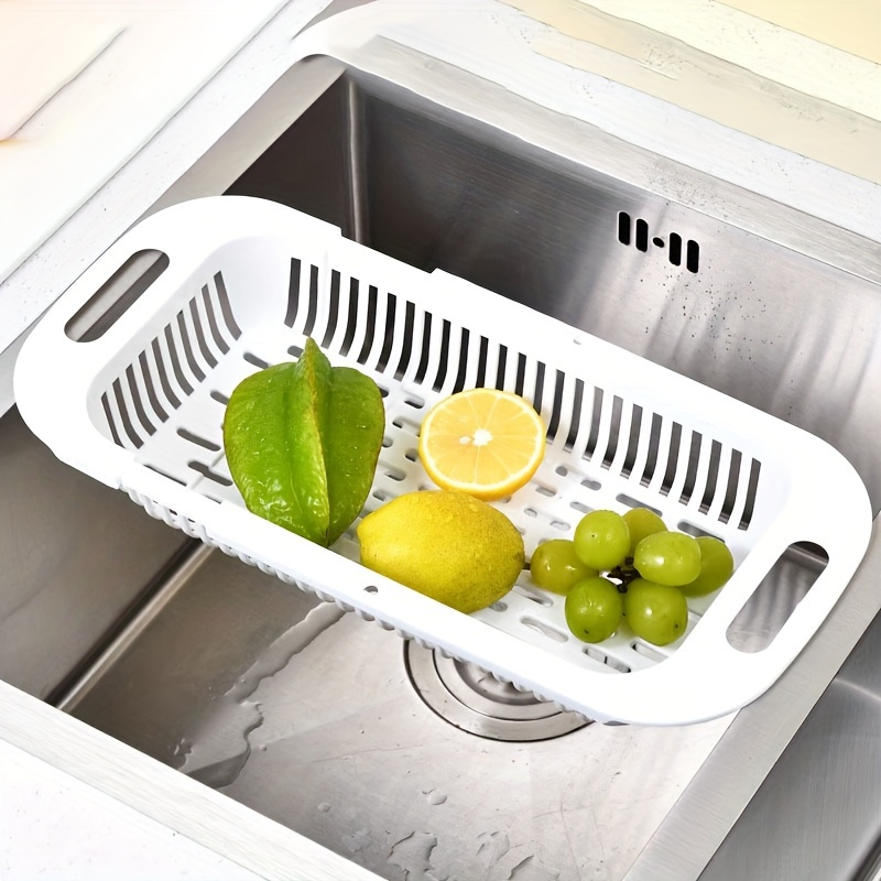 Kitchen Retractable Sink Drain Basket Plastic Dish Rack Sink