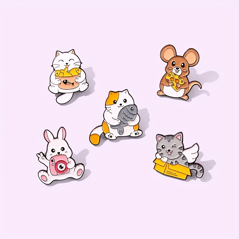 Creative Cute Cartoon Cat Fish Rabbit Diy Pin Badge - Temu