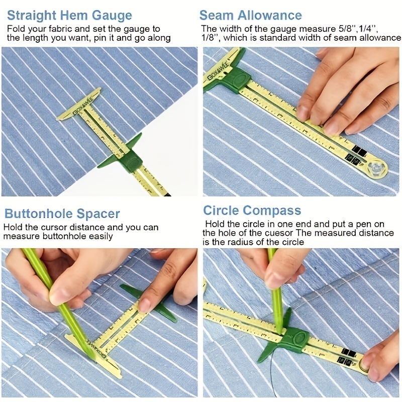 1/2/4Pcs Sewing Gauge Metal Sliding Gauge Sewing Measuring Tool Quilting  Gauge Ruler for Knitting Crafting Sewing Supplies