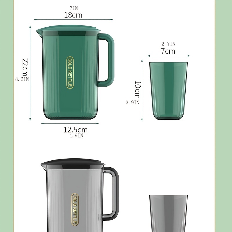 CHGBMOK Large Plastic Water Pitcher With Lid Square Water Carafe