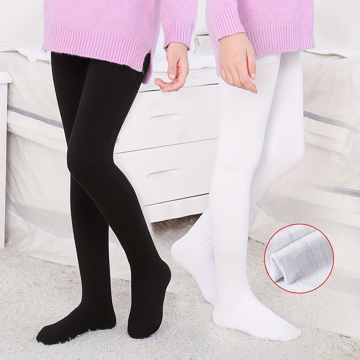 Girl's Footless Pantyhose Floret Solid Comfy Breathable - Temu