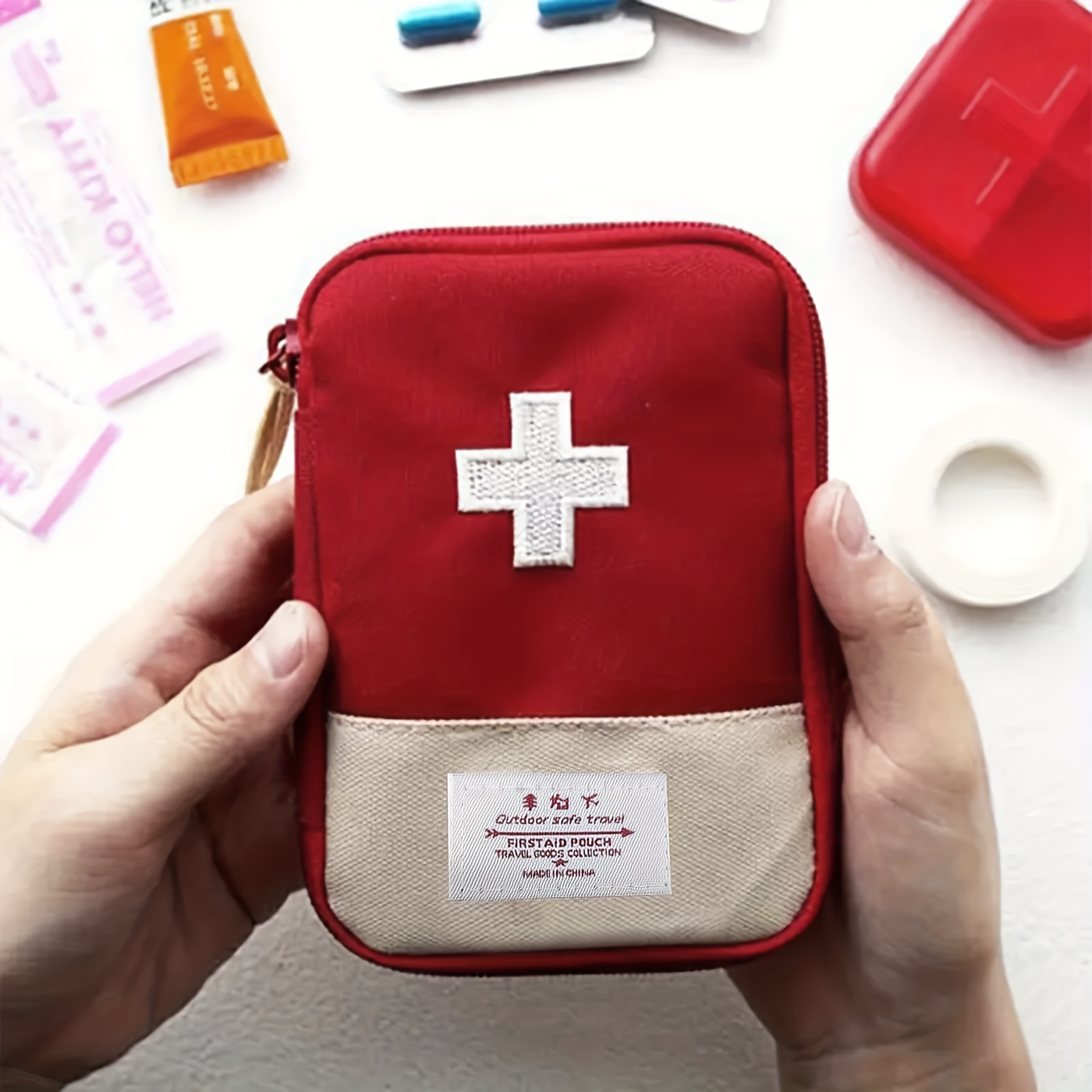 2Pcs Trousse de Secours Portable Kit de Premiers Soins Sac de Rangement  Médical Imperméables Sac d'urgence pour Maison Bureau Voyage Voiture école
