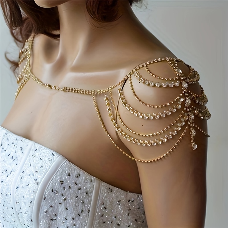 Gold Body Chain, Metal Bralette, Layered Harness, Body Jewelry, Layered  Chain