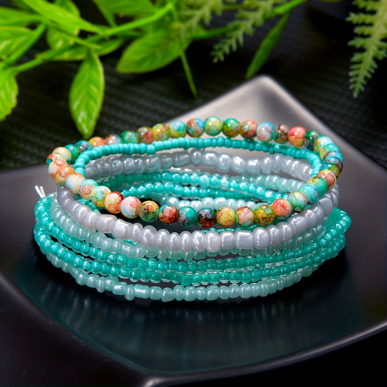 Boho Sead Beads Beaded Stretch Bracelets Charms Jewelry Gift - Temu
