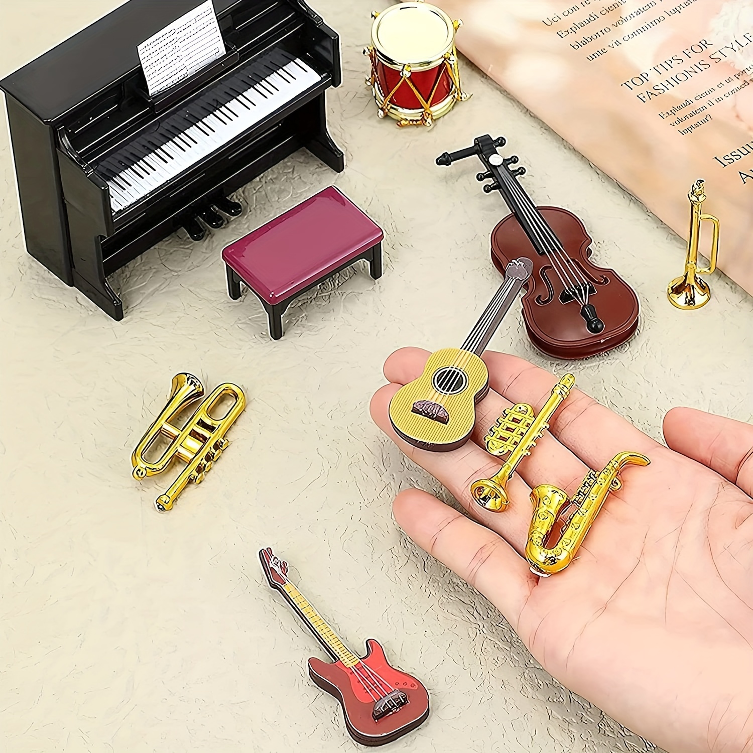 Casa de muñecas, saxofón en miniatura con base, mini instrumento musical  para 1:6, vívido y exquisito casa de muñecas para niños, regalo de  decoración