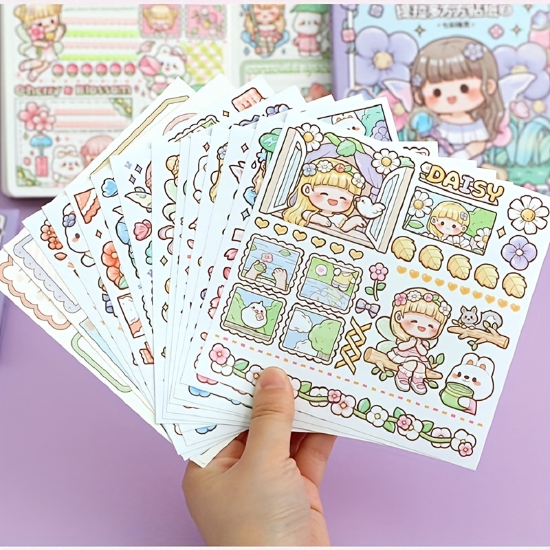 Cute Cartoon Washi Paper Stickers For Scrapbooking Diy - Temu