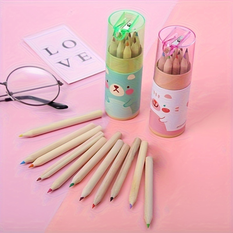 12pcs set 12 color color pencils come with a sharpener back to school school supplies kawaii stationery colors for school stationery writing pens teenager stuff cheap stuff weird stuff cute aesthetic stuff cool gadgets unusual items