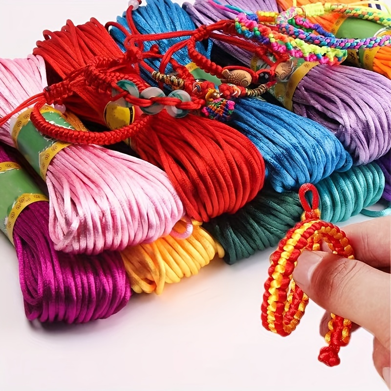 Cordons de bracelet, fil de coton multicolore, cordon de fil de nylon  tressé, cordons en nylon 10 rouleaux pour bracel
