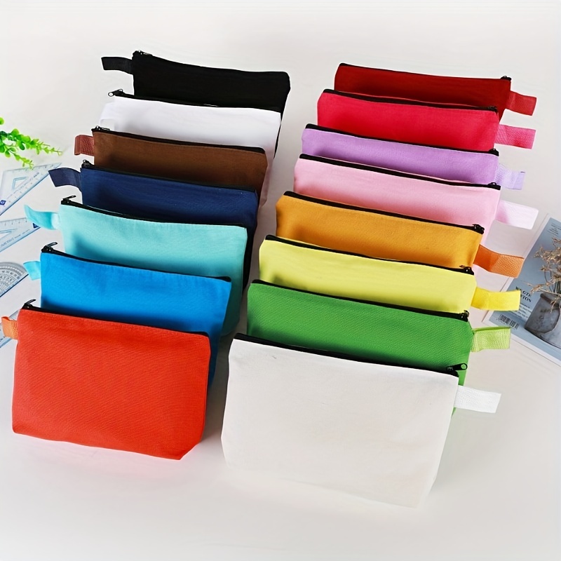 Canvas Zip Bags Canvas Pencil Pouch Canvas Makeup Bags Blank Canvas Pencil  Case DIY Craft Bags