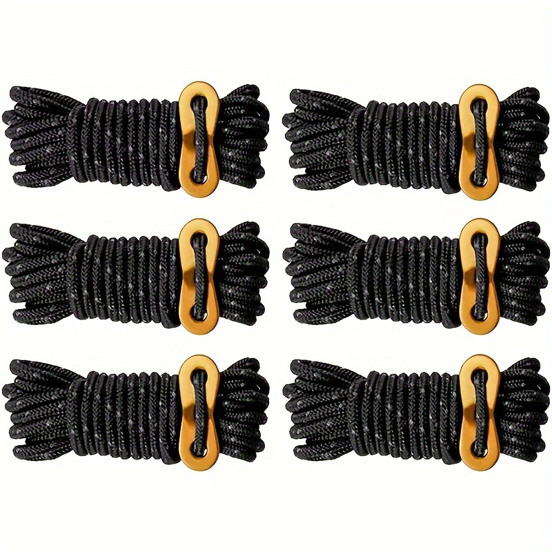 6pcs Reflective Camping Rope With Adjustment Rope Tensioner Nylon Tent Rope  Suitable For Outdoor Tarp Camping Hiking - Sports & Outdoors - Temu