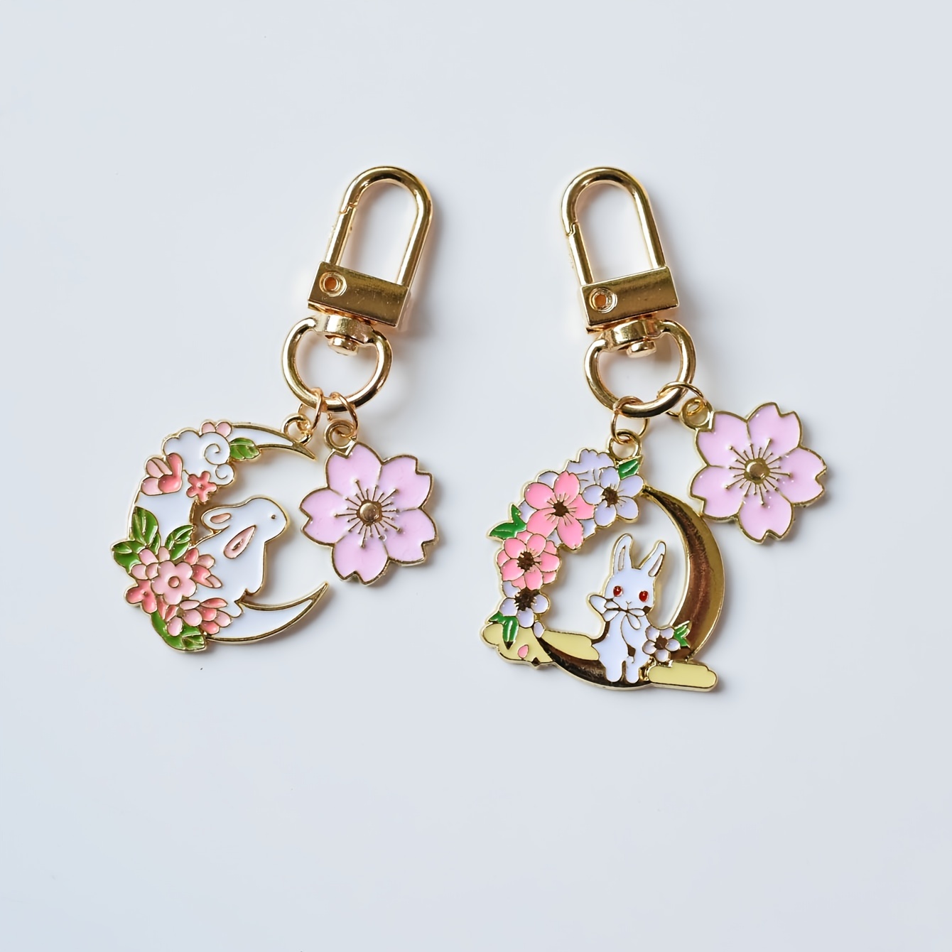 Lovely Pink Sakura Rabbit Cat Keychain, Cute Bag Pendant