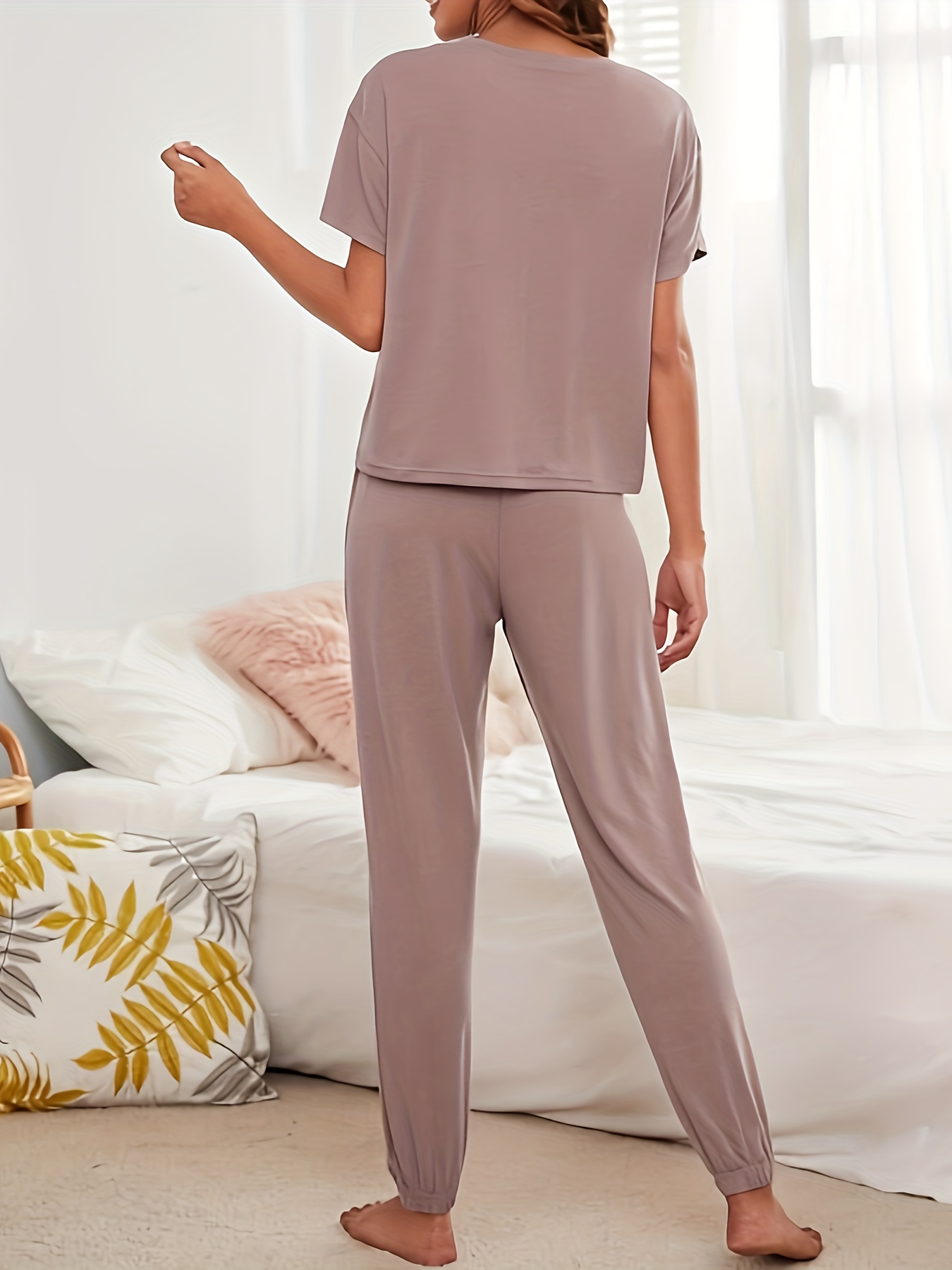 Short Sleeve Crew Neck Top & Lace Up Pants Lounge Set
