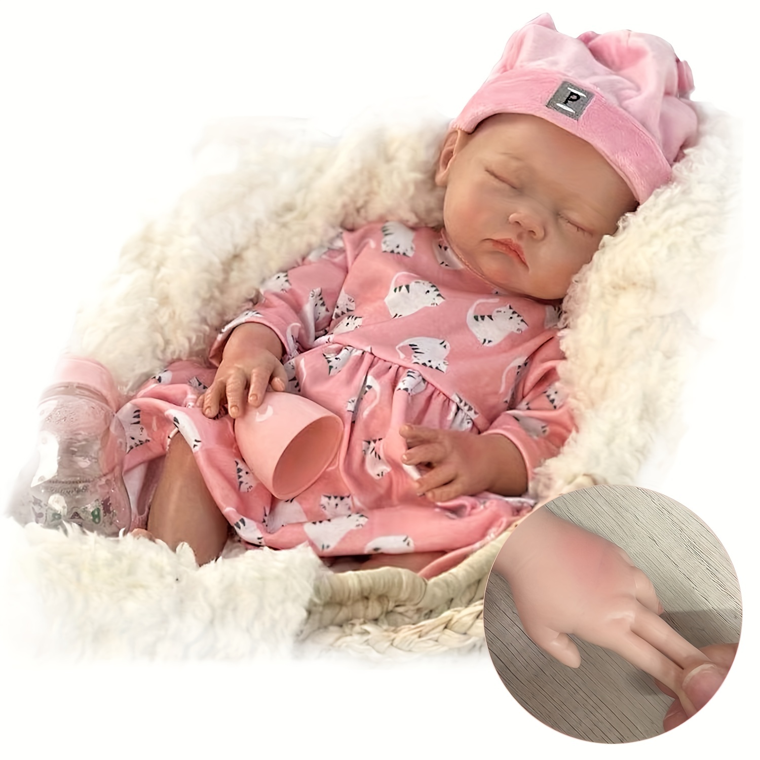 17.72inch Sleeping Girl Silicone Reborn Dolls Full Body Soft Solid Silicone  Bebe Reborn Doll Artist Painting Baby Dolls For Family's Gift Corpo De Sil