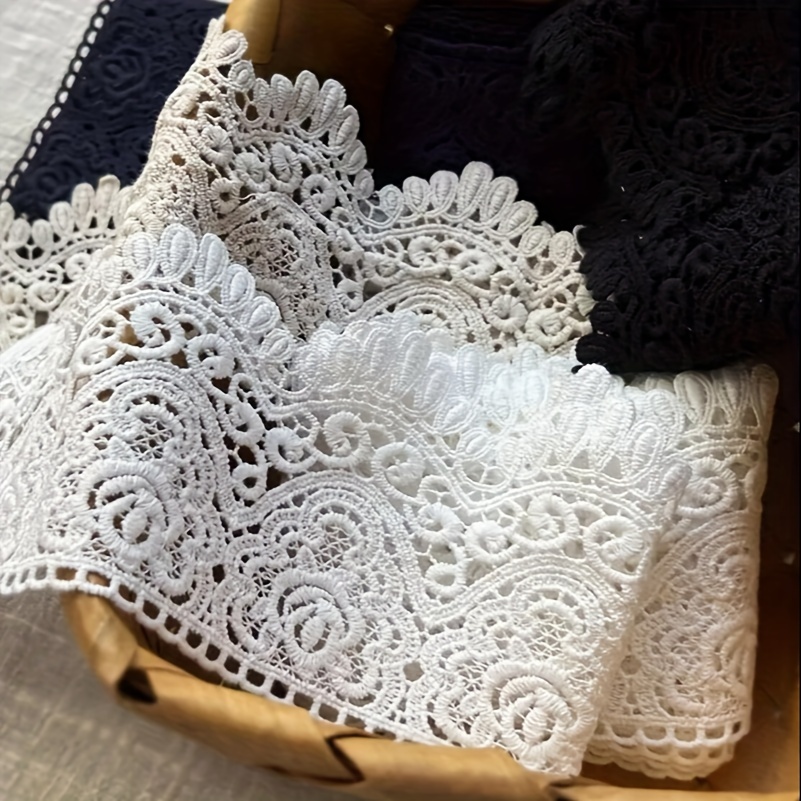 

1 Yard 9.5cm Hollow Flower Embroidery Milk Fiber Fabric Water-soluble Elastic Lace Diy Clothing Sewing Fabric Handmade Craft Lace Belt