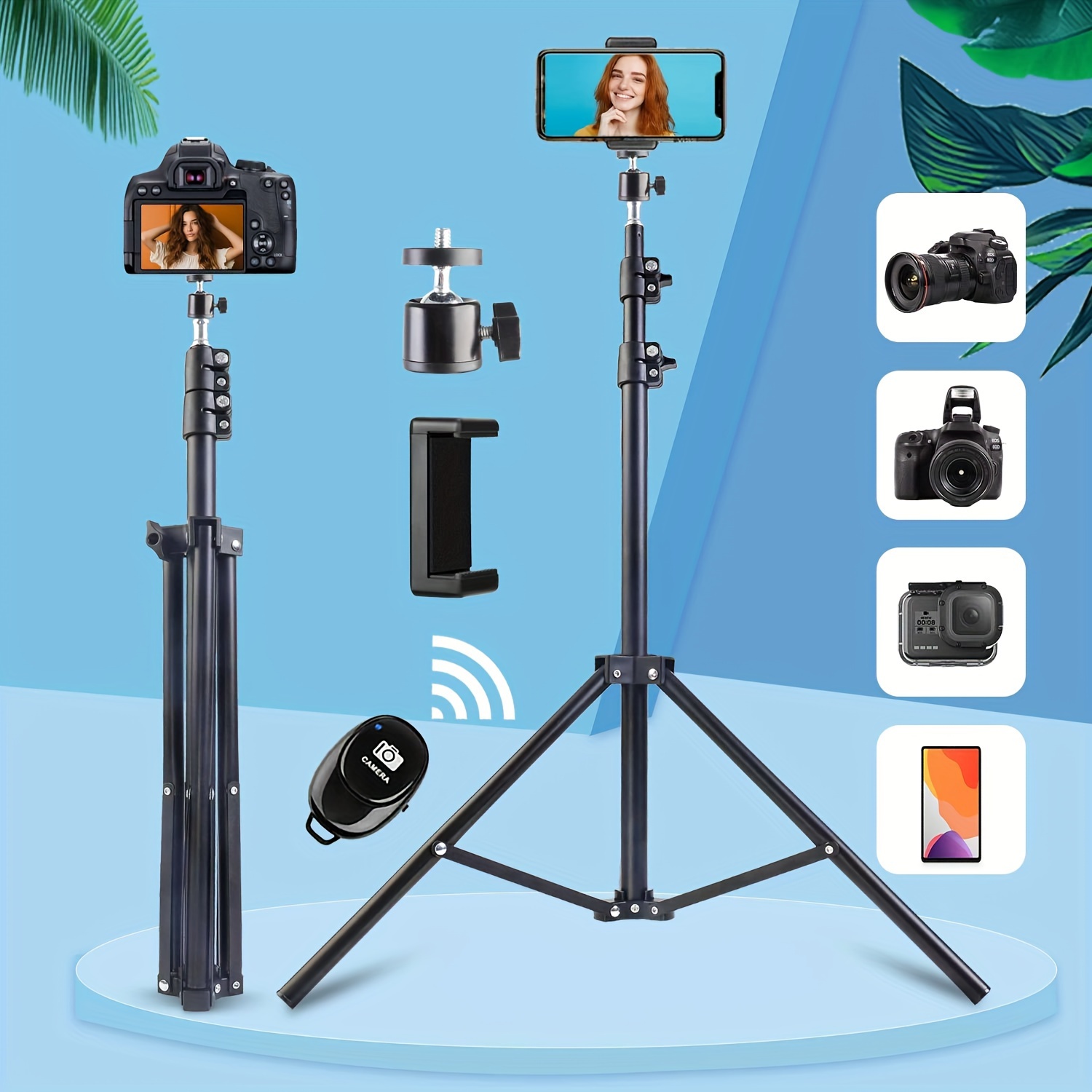  Trípode para iPhone – Trípode selfie Stick de 49 pulgadas con  control remoto y 2 luces de relleno – Soporte de trípode portátil para  teléfono celular – Palo selfie Bluetooth extensible