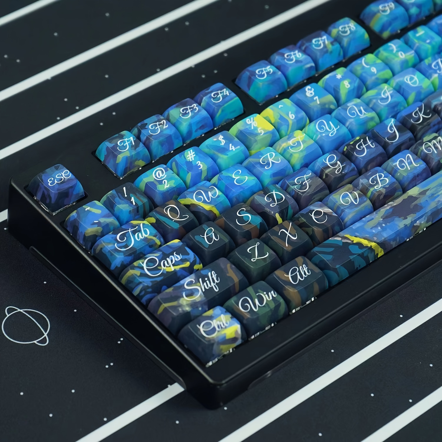 126 Key Starry Sky Pbt Keycap Xda Profile Dyesub Oil Painting Art