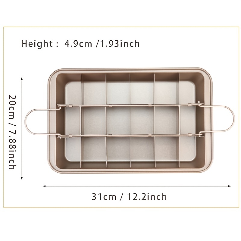 Brownie Pan, Non Stick Edge Brownie Pans with Grips Slice, Bakeware Cutter  Tray Molds Square Cake Fudge Pan with Built-in Slicer lid for All Oven