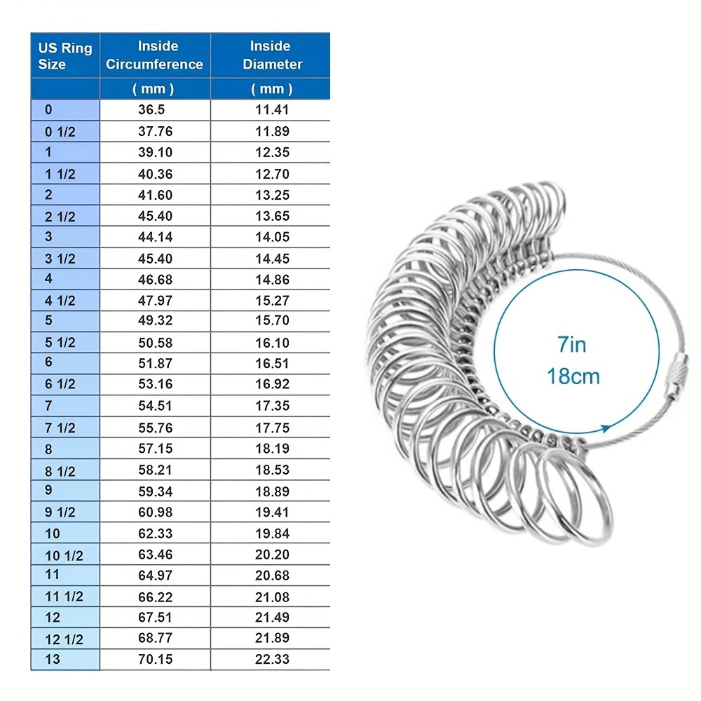 Ring Sizer Measuring Tool, Metal Ring Sizer Guage, Sizes Ring Measurement,  Finger Sizing Measuring Tool Set For Jewelry Making Measuring, Size 1-13  With Half Size - Temu United Arab Emirates