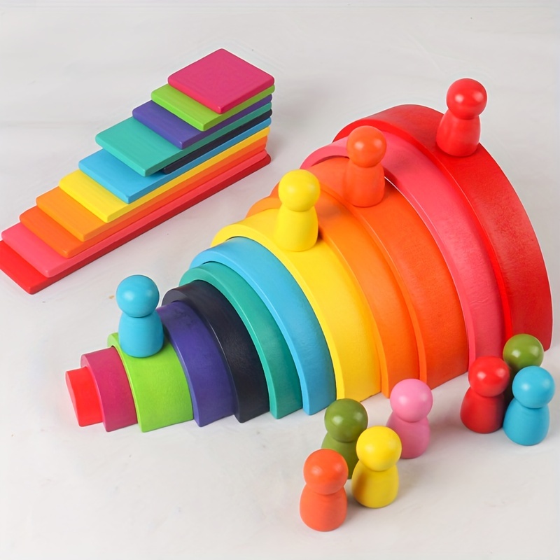 Quebra-cabeça jogos bebê empilhamento blocos de madeira crianças montessori  brinquedos melissa e doug empilhamento blocos balancin tetra torre jogo  arco-íris - AliExpress