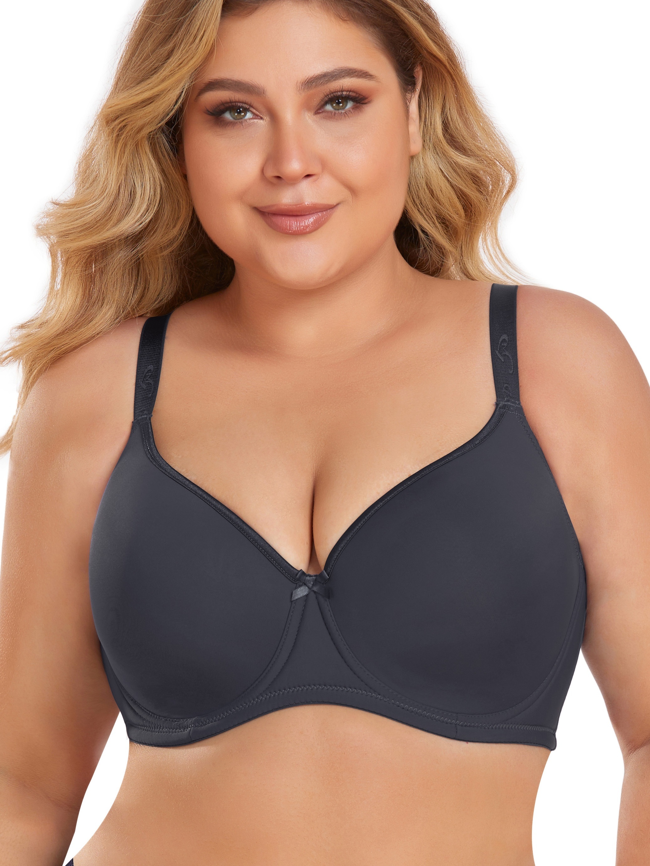 Womens Bra Plus Size Full Coverage Wirefree Non-Padded Cotton 40DDD Grey