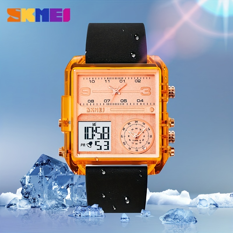 Fashion Square Transparent Shell Sports Electronic Watch Temu