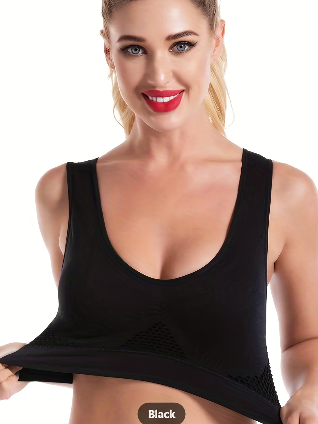 3 Pcs Women's Sports Bra Wireless Hollow Mesh Yoga Bra