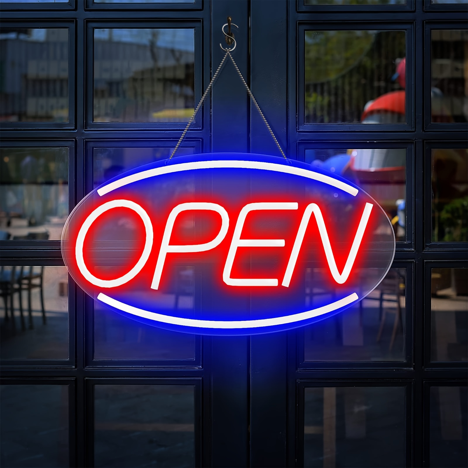 Large LED Open Sign Neon Bright for Restaurant Bar Club Shop Store Business  Oval