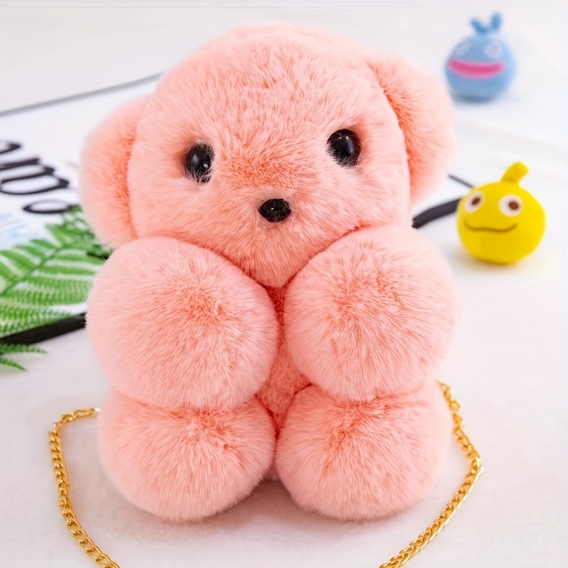 Cartoon Cute And Shy Little Bear Plush Doll Bag - Temu