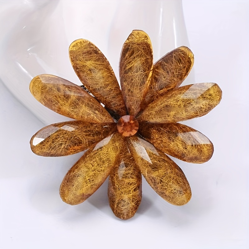 Colorless Brooch Crystal Flower Shaped With Shiny - Temu