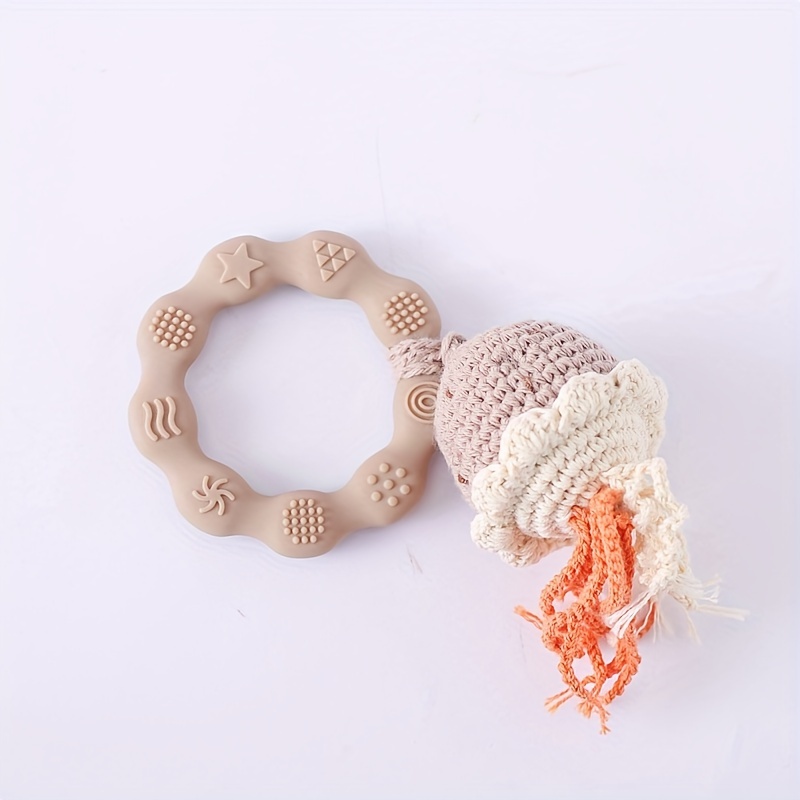   hand knitted sea creature rattle soft silicone mixed colors   youngsterss early learning play details 5