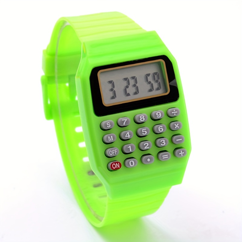 Kids Calculator Watch LCD Clock Unisex Silicone Date Time Electronic Wrist Watch
