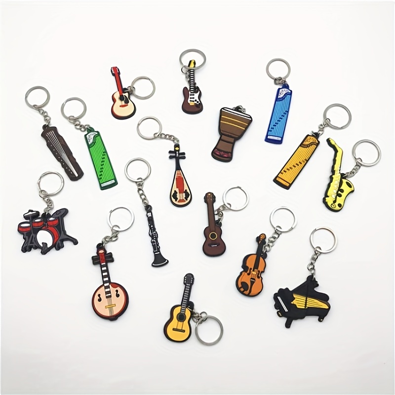 PVC Simulation Guitar Model Key Ring - Musical Instrument Keychain
