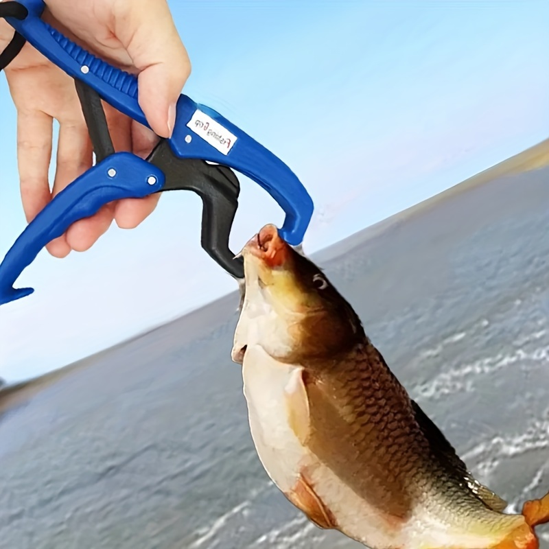 Fish Lip Gripper with Scale Fishing Lip Gripper Fish Scales Weight Portable  Fish Lip Grabber for Sea Fishing, Women Men, Freshwater Saltwater, Blue