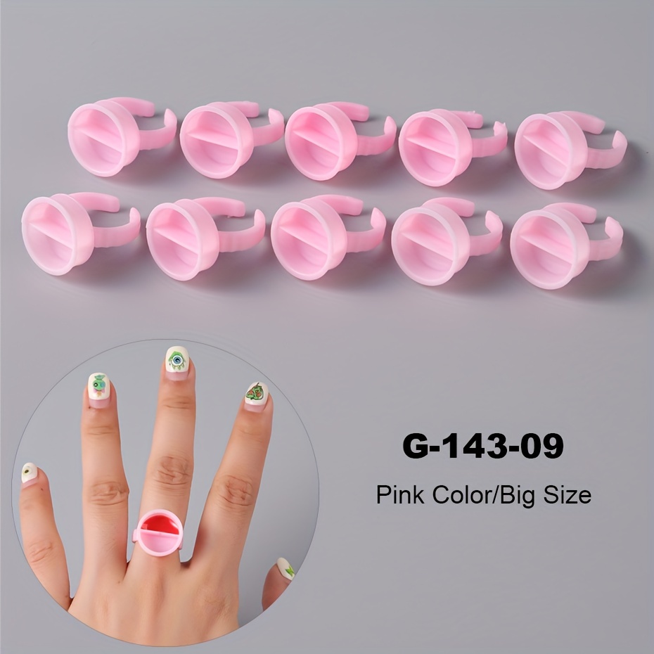 10pcs Pink Nail Art Rings Palette Container Gel Painting Manicure Tools