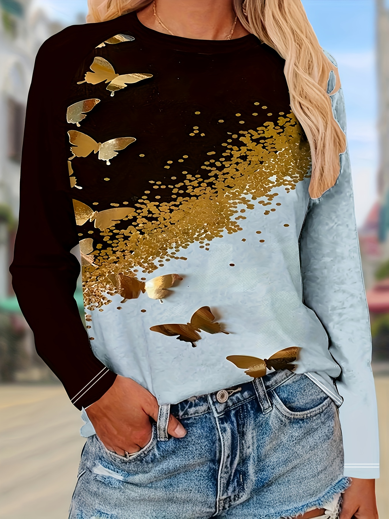 Girls Color Block Butterfly Print Crop Hoodie Long Sleeve - Temu