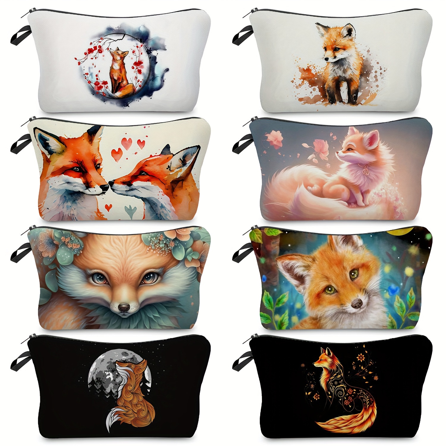 Fox Printed Cosmetic Bag Toiletry Bag - Temu